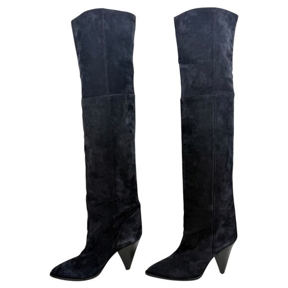 Isabel Marant Riria Suede Slouchy Tall Boots Midnight Blue Size 38 - Picture 8 of 13